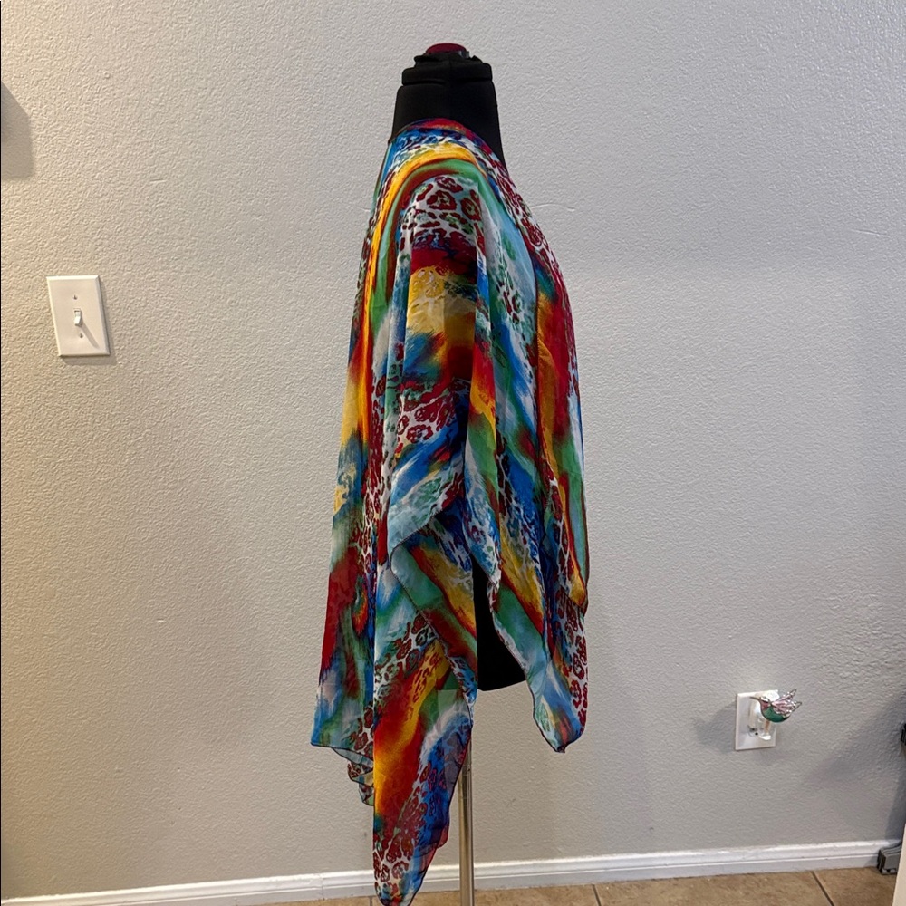 Versatile Colorful Watercolor Animal Print Lightweight Kimono or Sarong - Picture 3 of 7